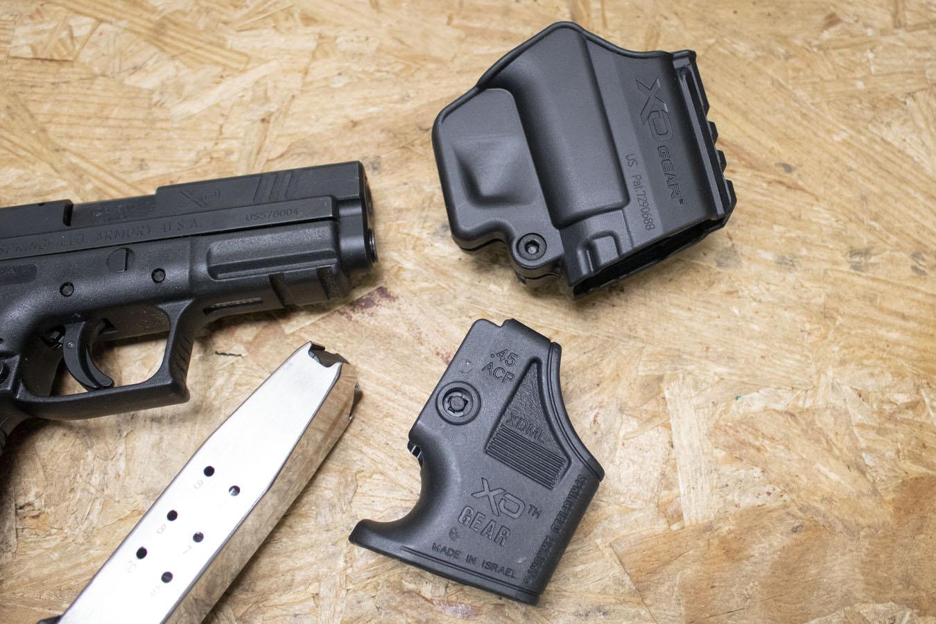 SPRINGFIELD XD-45 Compact 45ACP Police Trade-In Pistol w/Holster, Speedloader, Two Magazines (Good Condition)